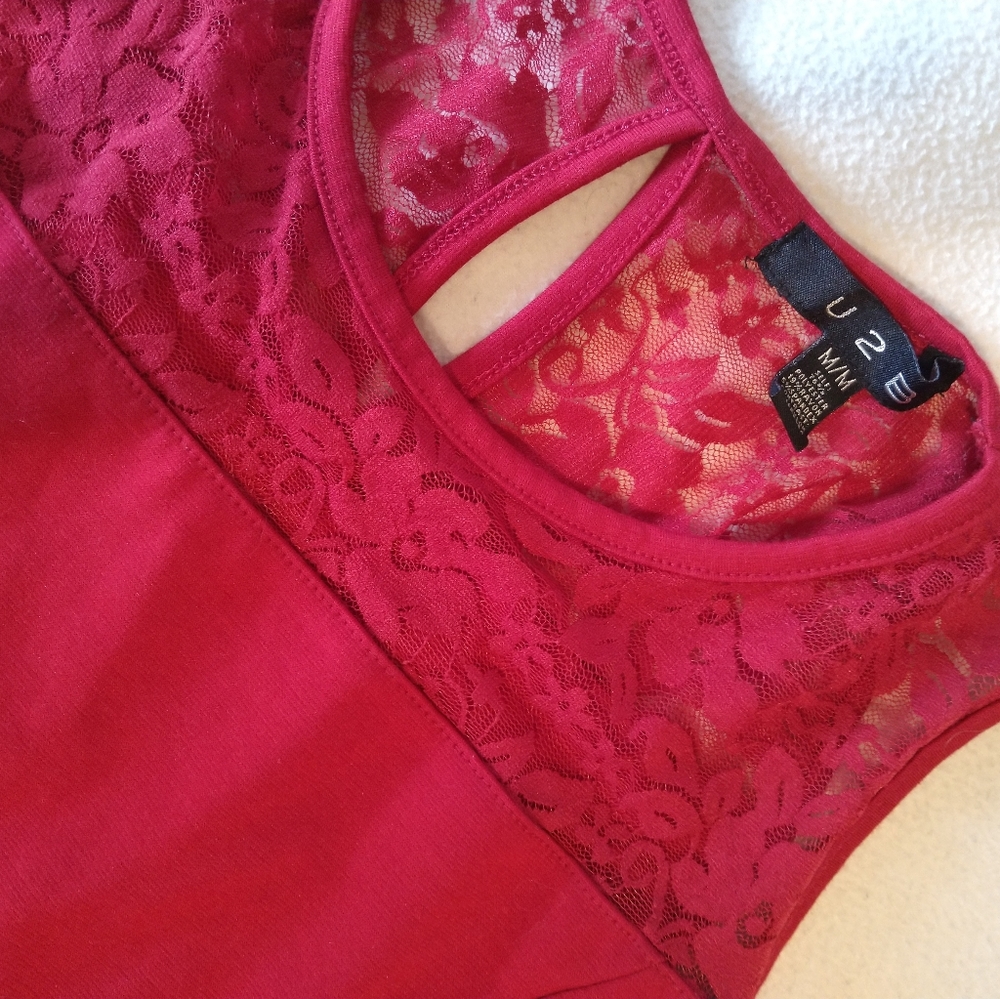 Red peplum top - Picture 3 of 3